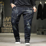Men's Distressed Slim Fit Wash Jeans - Blue Black