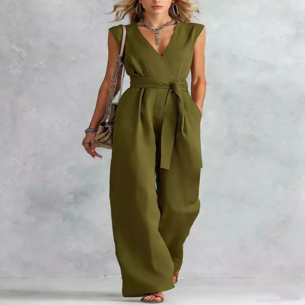 Sleeveless Wide Leg Jumpsuit - Navy