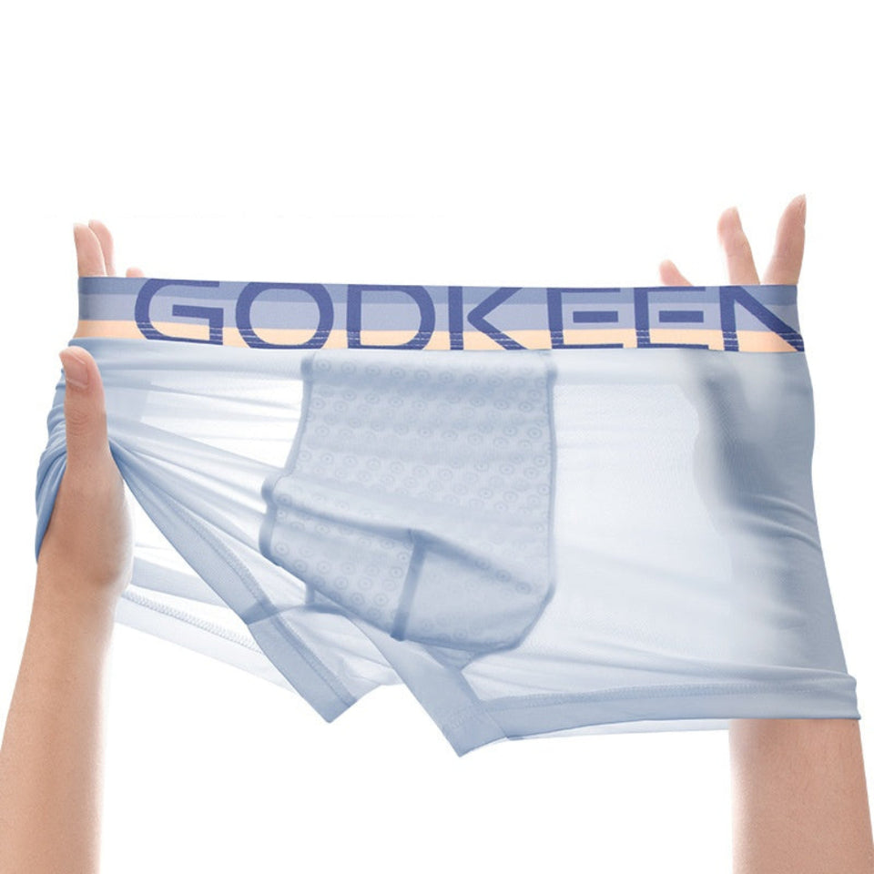Men's breathable ice silk boxer briefs with lightweight, comfortable fit.