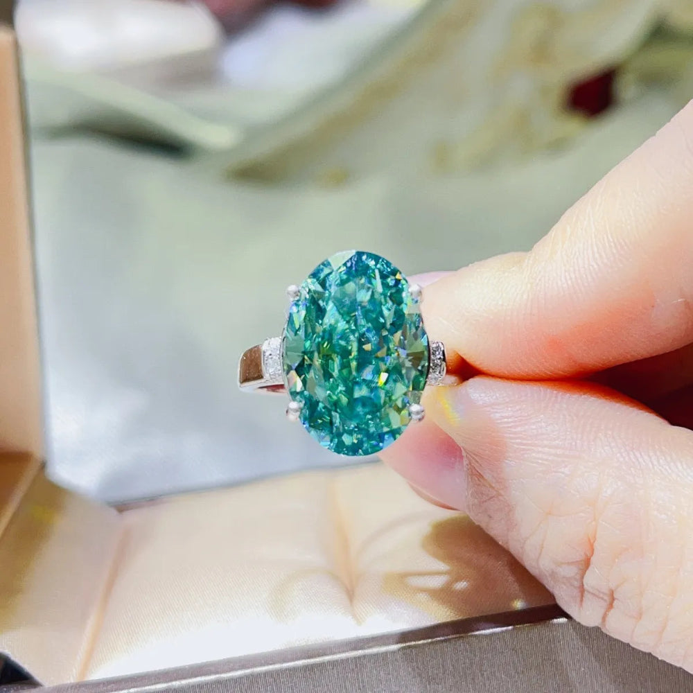 5 Carat Moissanite 925 Sterling Silver Ring - Turquoise