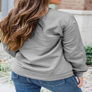 Women's football graphic round neck long-sleeve sweatshirt for game day.