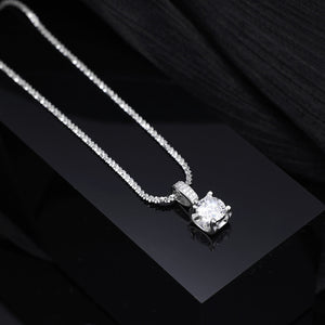 925 sterling silver zircon pendant necklace with a brilliant sparkling gemstone.