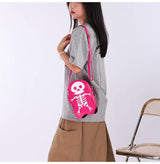 Halloween Skull Shoulder Bag Y2K Fashion Funny Cute Messenger Crossbody - Rose Pink