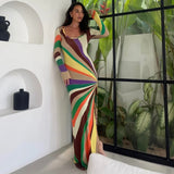 Printed Fashion Slim-fit Long-sleeve Bodycon Dress For Women