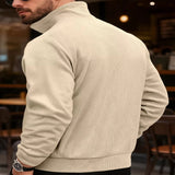 Men's Full Size Casual Corduroy Button-Down Jacket Plus Size - Khaki