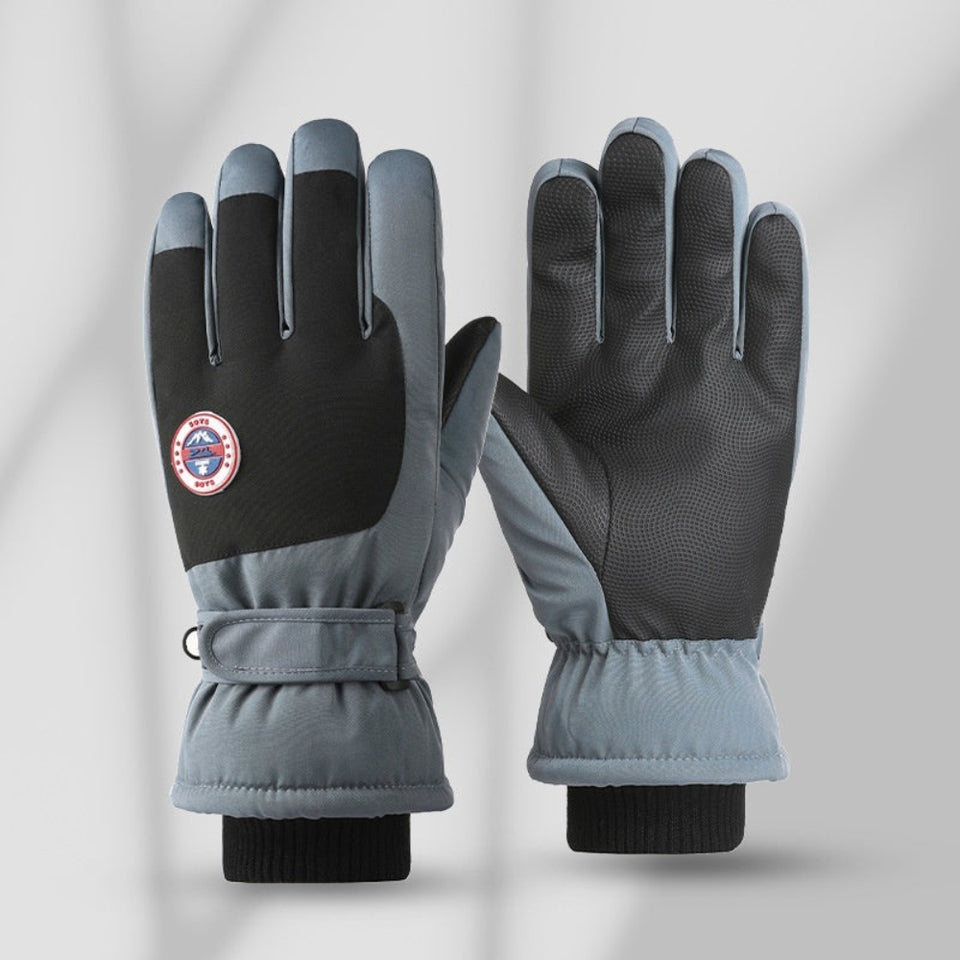 Winter ski windproof touchscreen gloves with warm fleece lining for skiing and cold-weather outdoor activities.