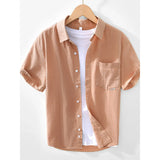 Men's Button Up Short Sleeve Shirt - Brown