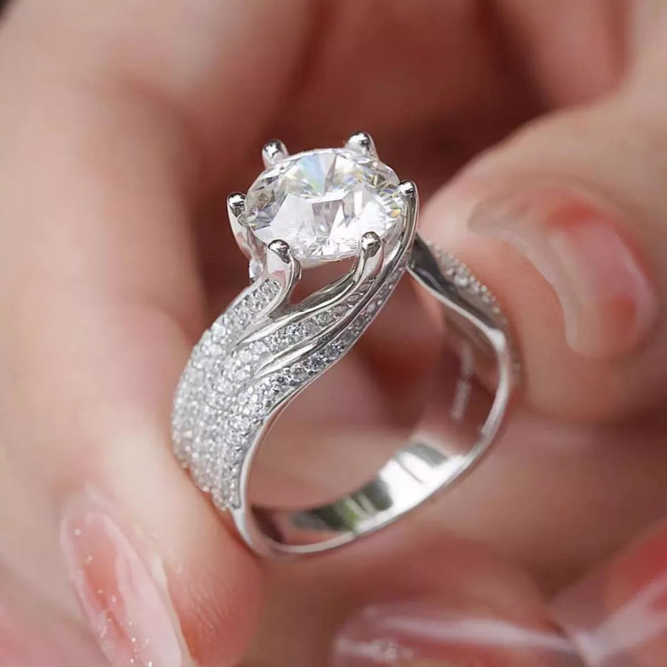 5 carat moissanite ring crafted in 925 sterling silver with a brilliant sparkling gemstone.