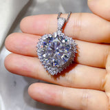 20 carat moissanite pendant necklace crafted in 925 sterling silver with a brilliant sparkling gemstone.