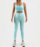 Women’s Ribbed Seamless 2-Piece Workout Set - Khaki