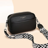 Fashion Simple Shoulder Messenger Bag Top Layer Cowhide Small Square Bag - Black