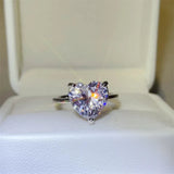 Luxury 5 carat heart-shaped moissanite ring in 925 sterling silver.