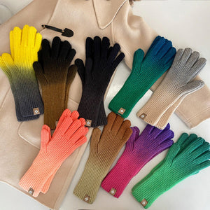 Fashion gradient winter gloves with a warm and stylish design.