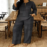 Geometric Print Relaxed Fit Top and Pants Set - Blue