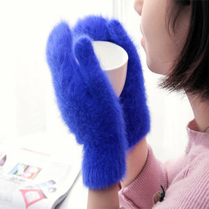 Women's Angora wool winter gloves with a soft and warm design.