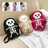 Halloween Skull Shoulder Bag Y2K Fashion Funny Cute Messenger Crossbody - Black