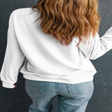 Letter Graphic Round Neck Long Sleeve Sweatshirt - White