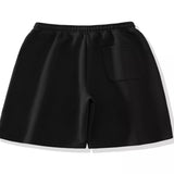 Men's Plus Size Contrast Round Neck Top and Shorts Set - Black