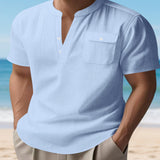 Men's Full Size Button Detail Short Sleeve Shirt Plus Size - White