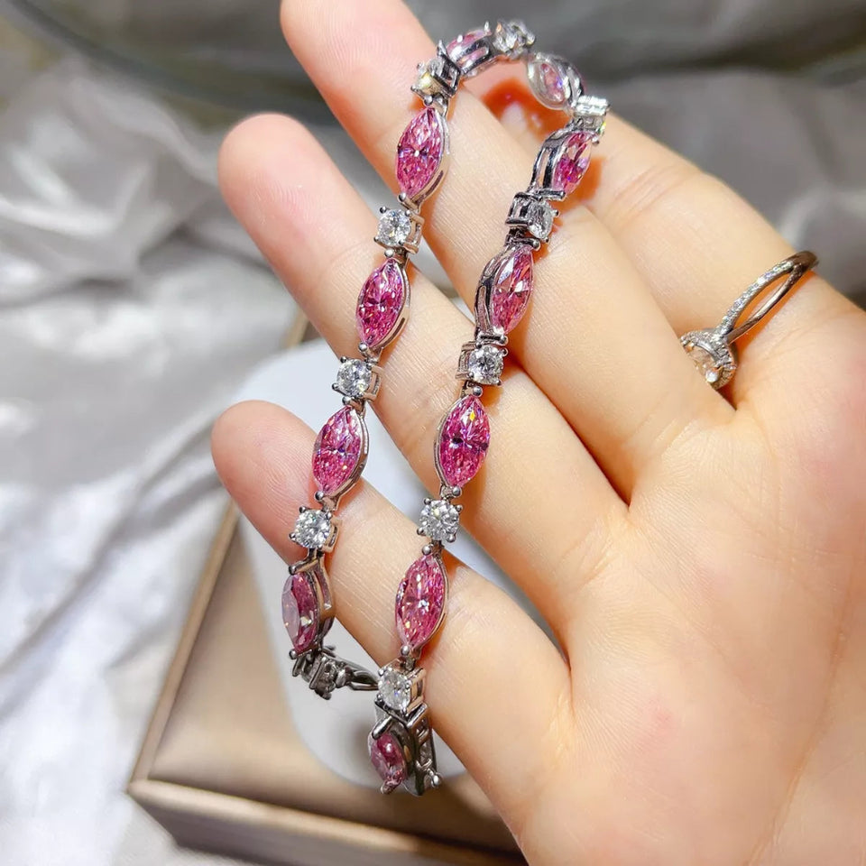 925 sterling silver moissanite bracelet with brilliant sparkling gemstones.