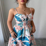 Floral Print Tiered Maxi Cami Dress - Floral