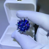 10 Carat Moissanite 925 Sterling Silver Ring - Dark Blue