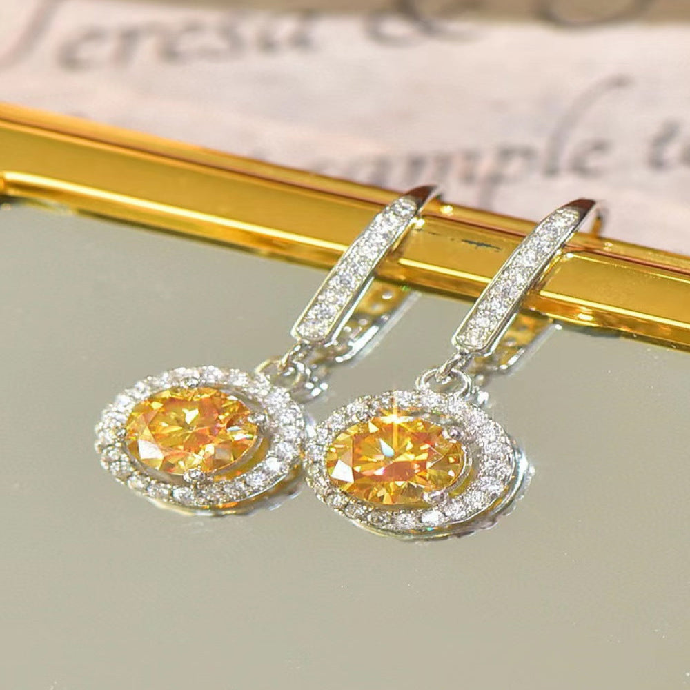 Luxury 2 Carat Moissanite Drop Earrings – Platinum-Plated ✨ - Yellow/White
