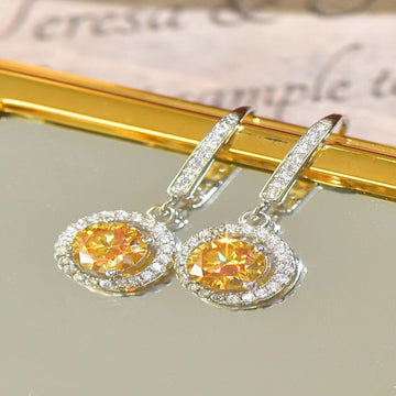 Luxury 2 Carat Moissanite Drop Earrings – Platinum-Plated ✨ - Yellow/White