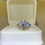 10 carat moissanite ring crafted in 925 sterling silver with a brilliant sparkling gemstone.