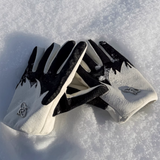 Men's black crocodile-grain sheepskin winter gloves with warm insulated lining for cold weather.