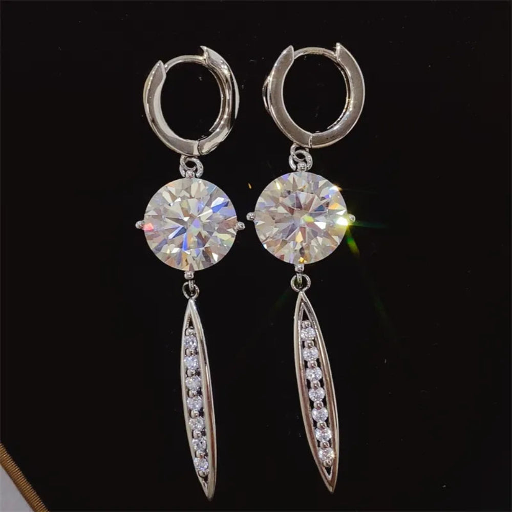 10 Carat Moissanite 925 Sterling Silver Earrings - Silver