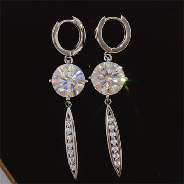 10 Carat Moissanite 925 Sterling Silver Earrings - Silver