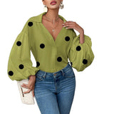 Niche Fashionable French Polka Dot Half-open Collar Design Loose Bubble