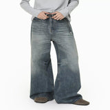 Men's Vintage Wash Wide Leg Jeans - Blue