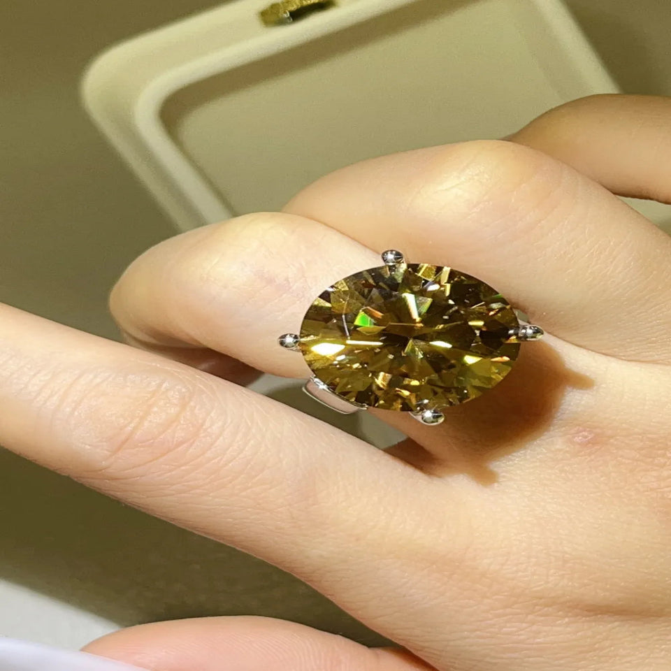 20 carat moissanite ring crafted in 925 sterling silver with a brilliant sparkling gemstone.