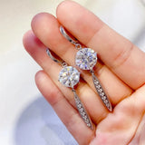 10 carat moissanite earrings crafted in 925 sterling silver with brilliant sparkling gemstones.