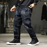 Men's Distressed Slim Fit Wash Jeans - Blue Black