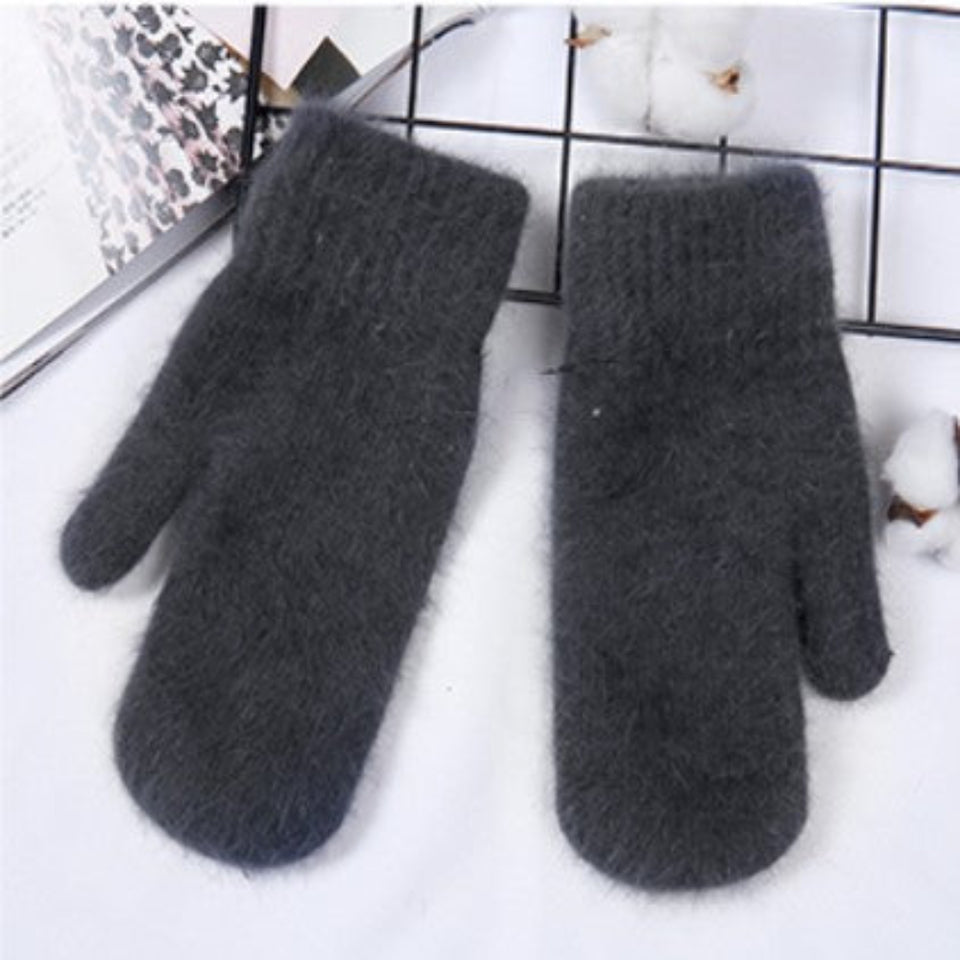 Women's Angora wool winter gloves with a soft and warm design.