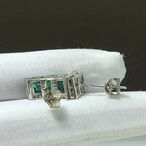 2 carat square moissanite stud earrings with brilliant sparkling gemstones.
