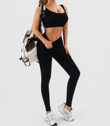 Women’s Ribbed Seamless 2-Piece Workout Set - Khaki