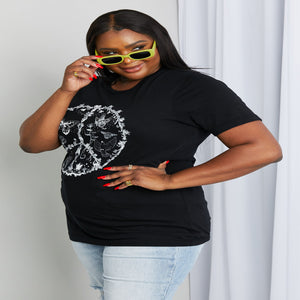 Women's full-size butterfly graphic T-shirt with a comfortable casual fit.