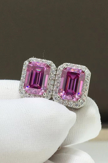 Shiny and Elegant 2 Carat Moissanite Stud Earrings - Rose