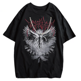 Y2k Gothic Punk Style Men T Shirt Clothes Harajuku Oversized T-Shirt Top - long  black