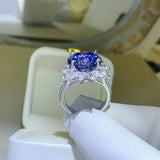 10 Carat Moissanite 925 Sterling Silver Ring - Dark Blue