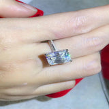 5 carat moissanite platinum-plated ring with a brilliant sparkling gemstone.