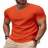 Men's Full Size Casual V-Neck Short Sleeve T-Shirt Plus Size - Black