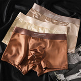 Men's Satin Light Luxury Ice Silk Underwear Summer - Oat Brown
