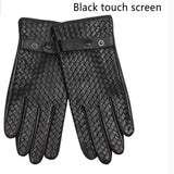 Men's genuine leather winter touchscreen gloves made from premium sheepskin for warmth and everyday cold-weather wear.