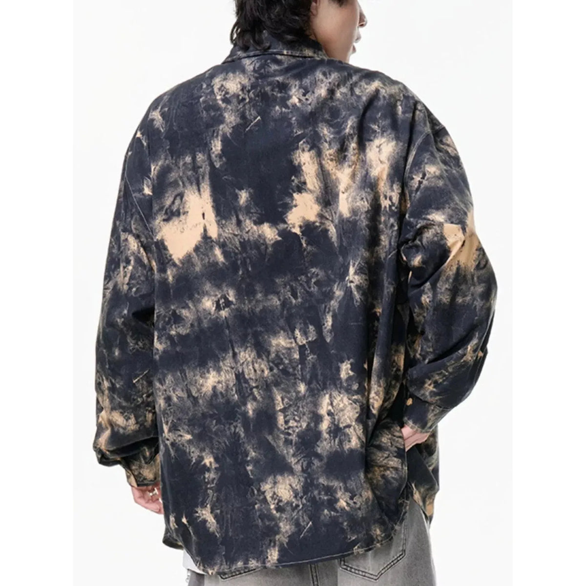 Men's Plus Size Tie-Dye Button-Up Shirt - Burgundy
