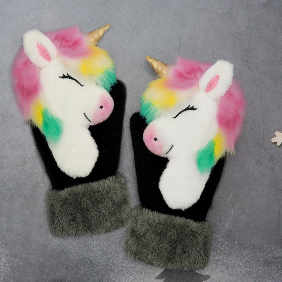 Cute plus velvet padded winter gloves with soft insulated lining.